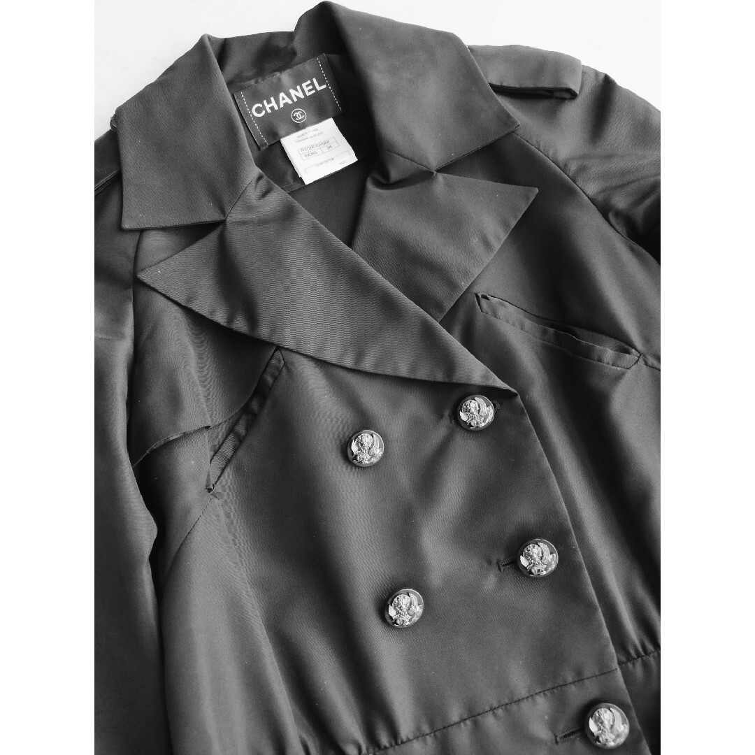 CHANEL - CHANELシャネル レア 希少 トレンチコート ダブル ブラック