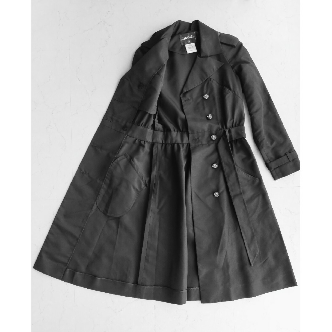CHANEL - CHANELシャネル レア 希少 トレンチコート ダブル ブラック
