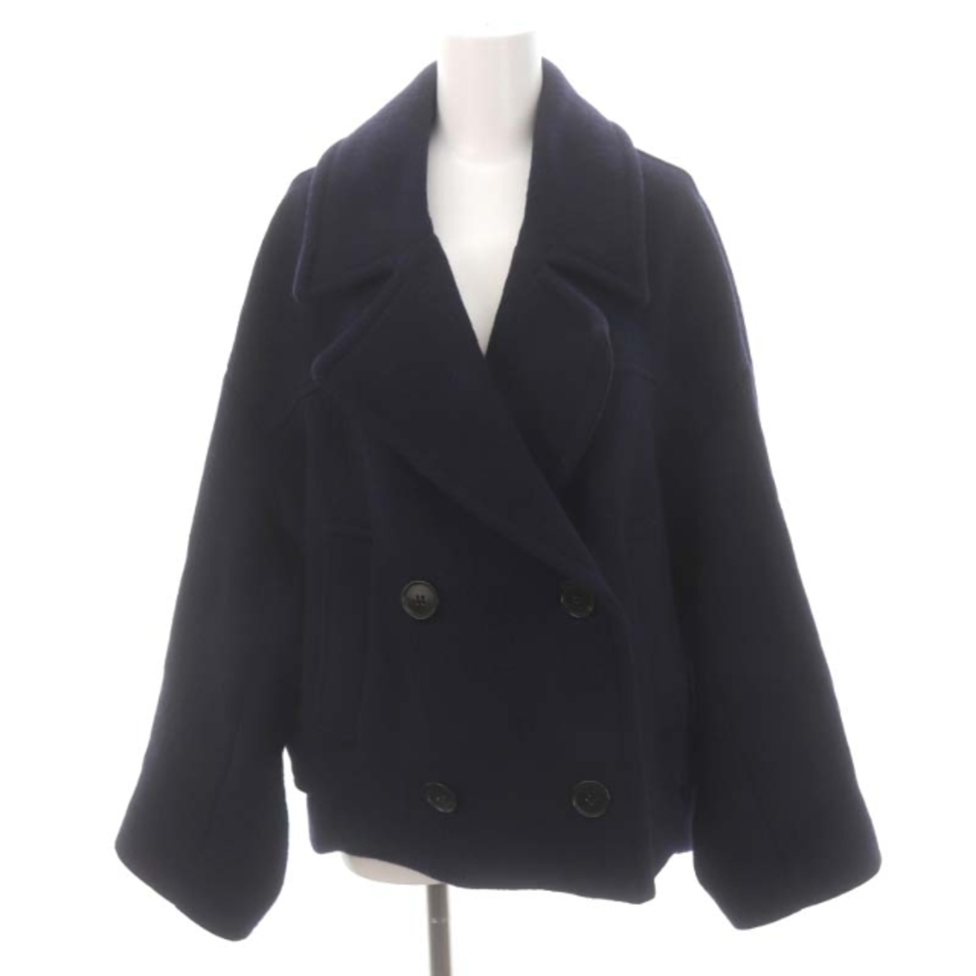 ZARA - ザラ manteco ショートコート Pコート ウール XS 紺 ネイビーの