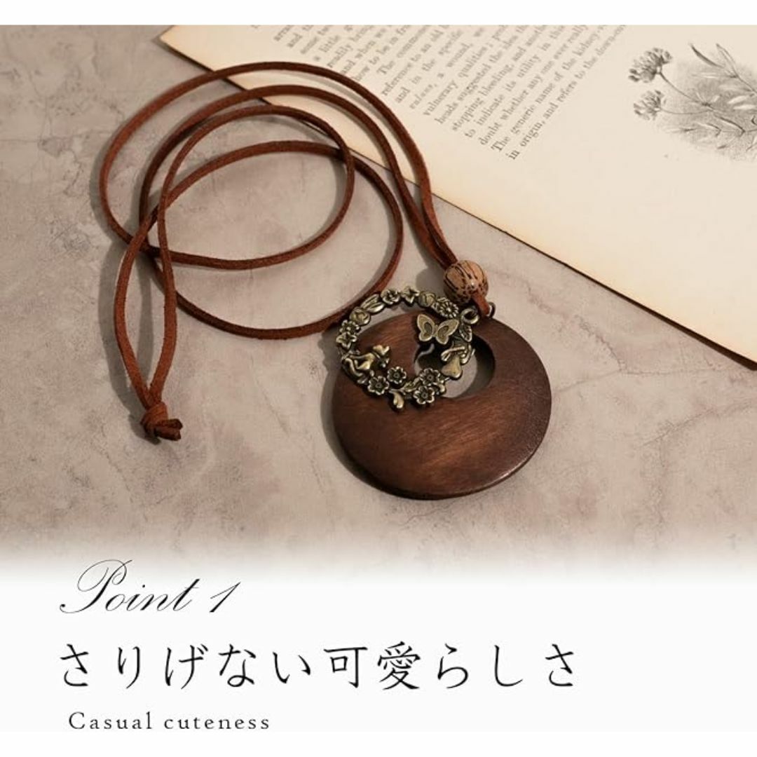 NP030】ネックレス メンズ ノーマル ウッド 合金 革ひも アクセサの