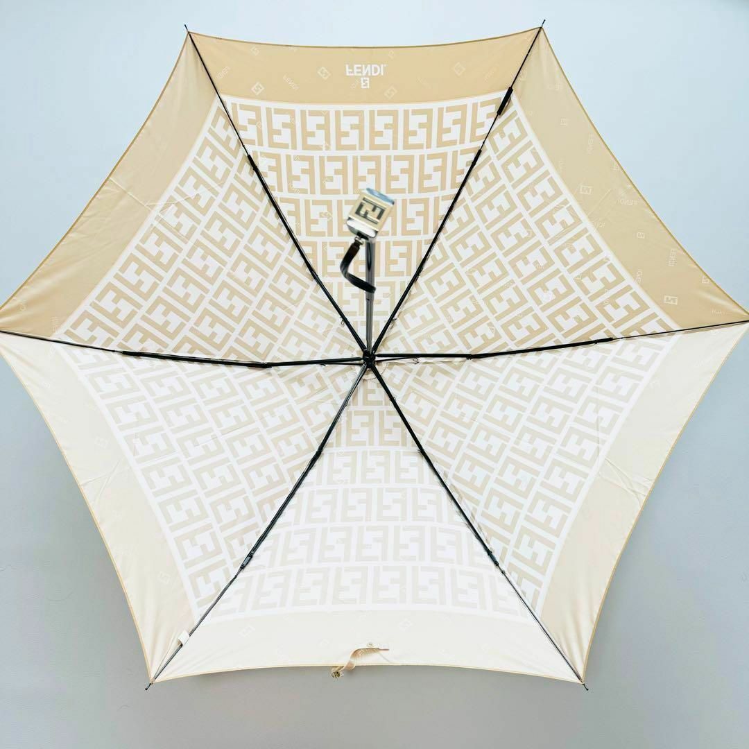 FENDI フェンディ 折りたたみ傘 ズッカ柄 ブラウン ゴールド FENDI