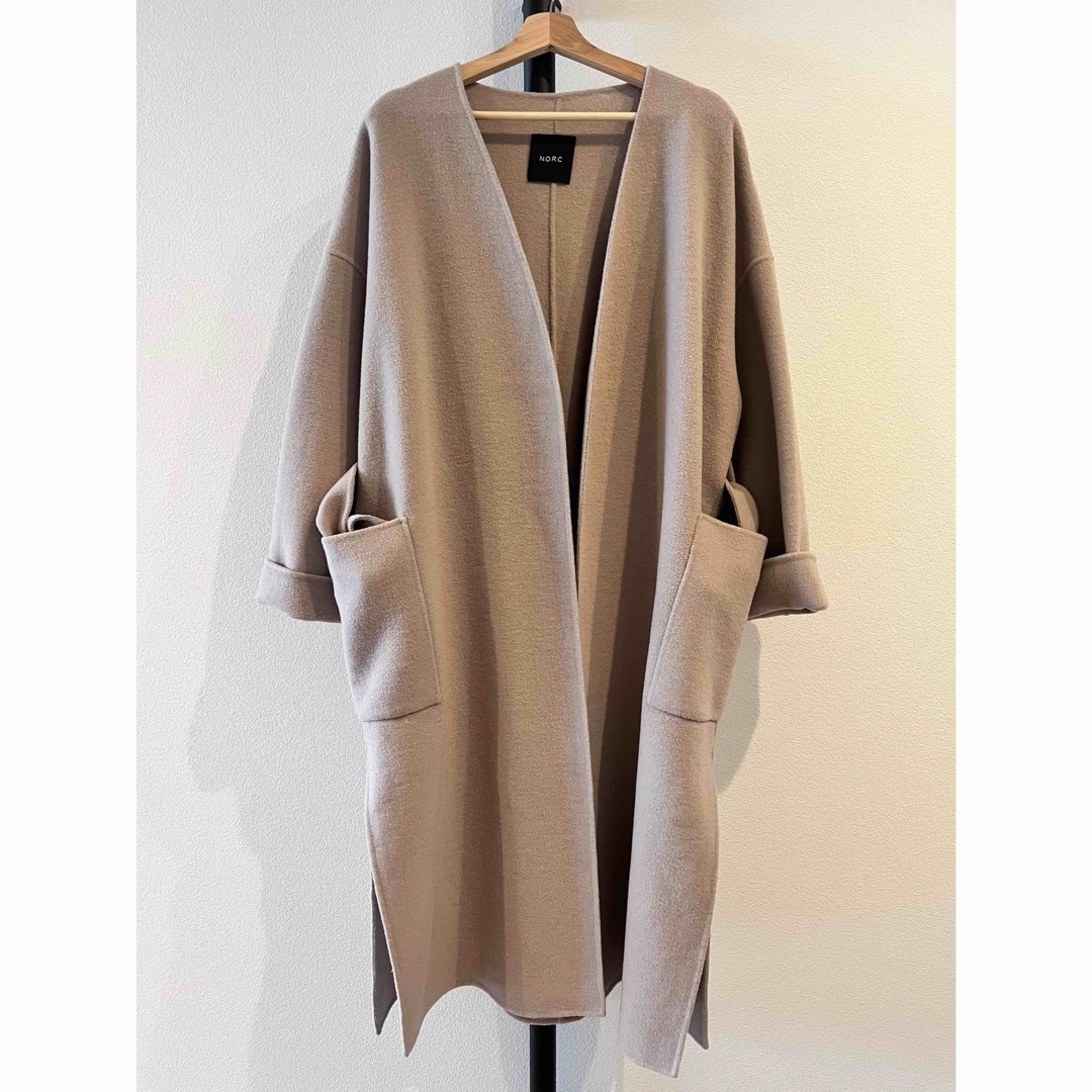 N.O.R.C - N.O.R.C ノーク ノーカラーウールリバーコートの通販 by