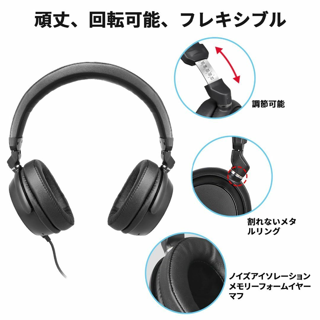 人気商品】SIMOLIO テレビ用 ヘッドホン 6.6m 長いケーブル クリッの