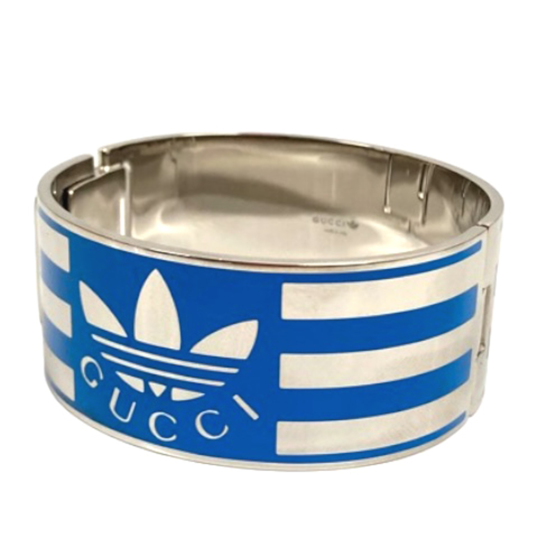 GUCCI - GUCCI × adidas バングル カフ ライン ロゴ シルバー ブルーの