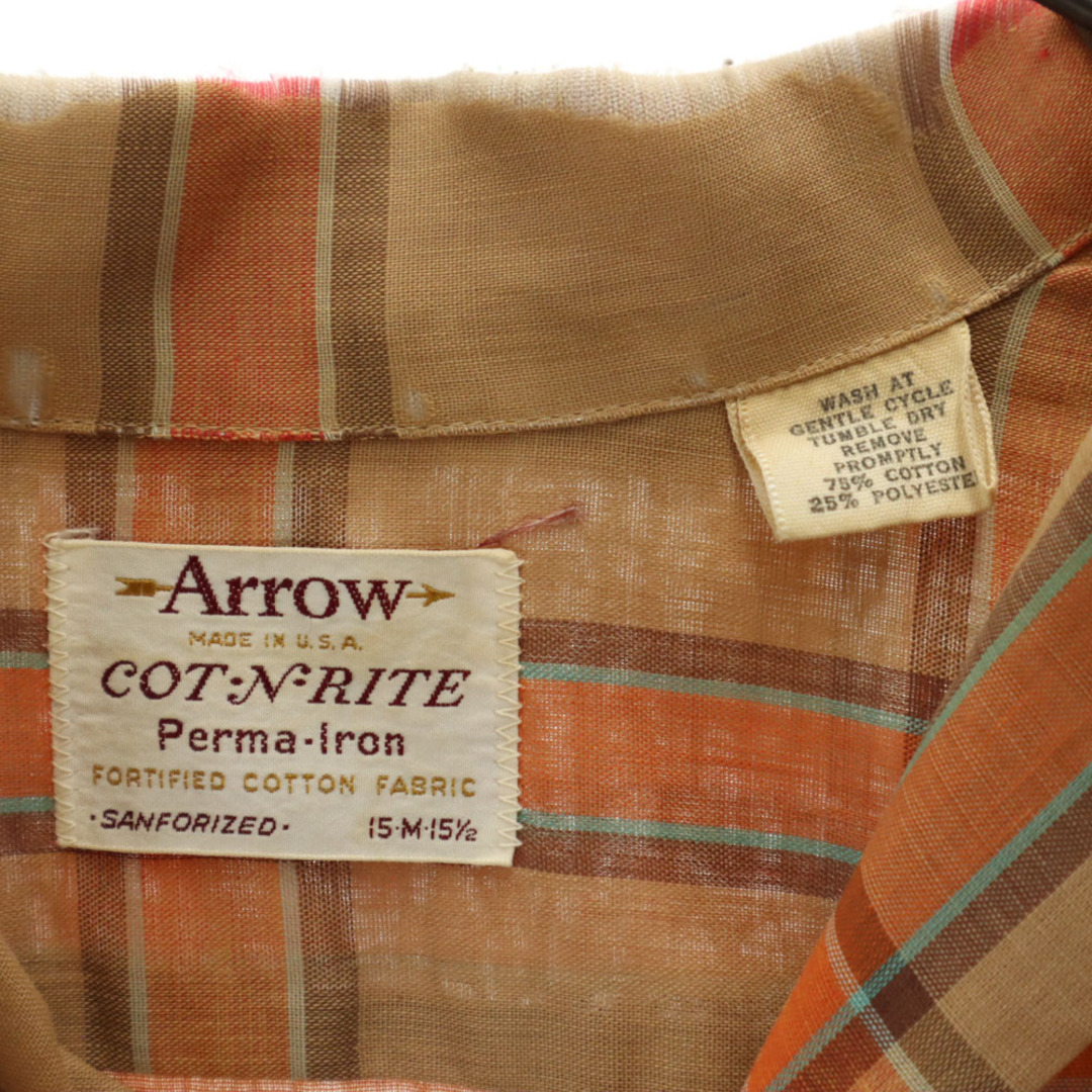 ARROW - アロー 60s USA製 ヴィンテージ 開襟 チェック柄 長袖