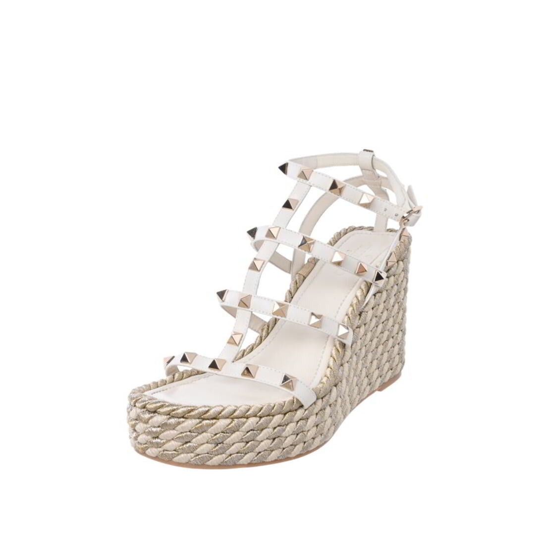 VALENTINO - VALENTINO ロックスタッズ カーフスキン ウェッジサンダル