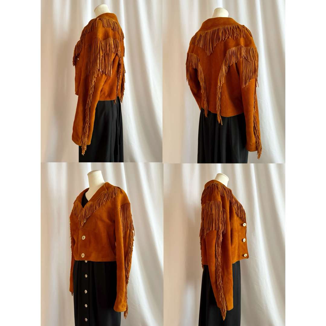 VINTAGE - ビンテージ 70s スエードレザー 鹿ツノ フリンジ ジャケット