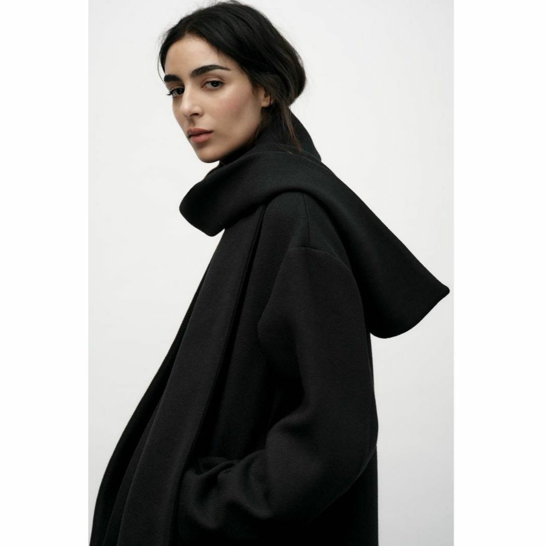 ZARA - ZARA ウール スカーフ付きコート XL ブラックの通販 by sea