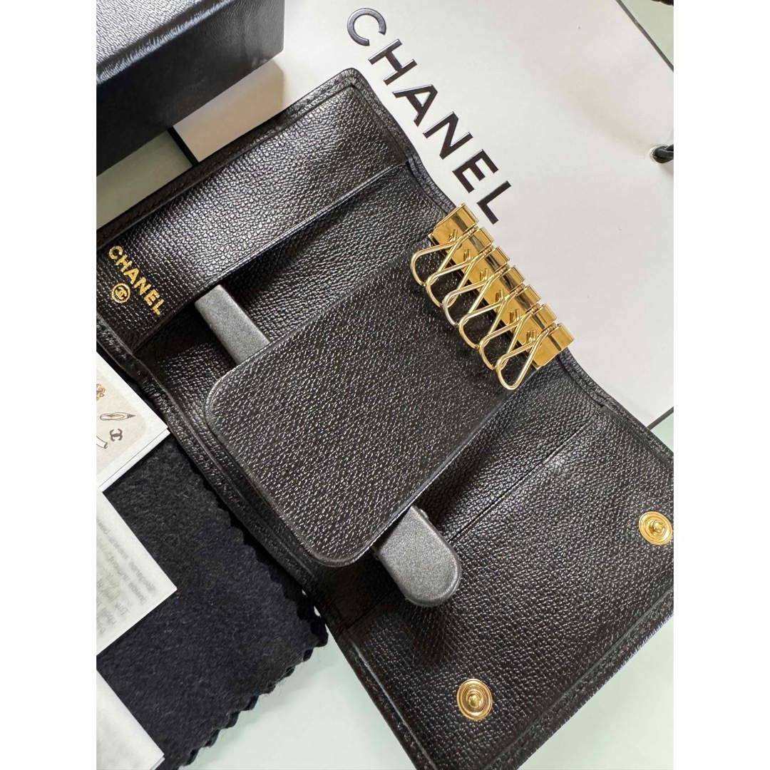 シャネル CHANEL ココボタン 6連 キーケース カーフスキン ブラック