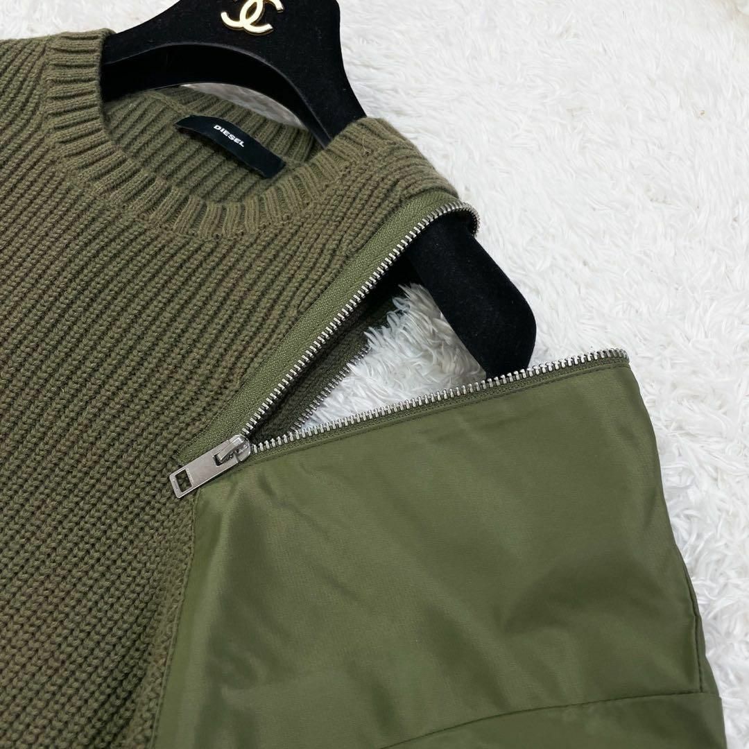 DIESEL - 極美品 ディーゼル 異素材ドッキングニットワンピース ミディ