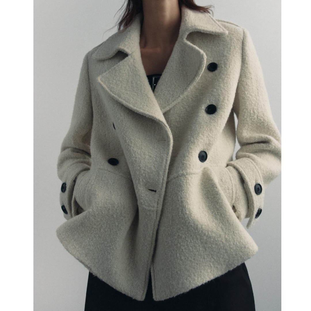 ZARA - ZARA ウール混ブークレコートの通販 by はる's shop｜ザラなら