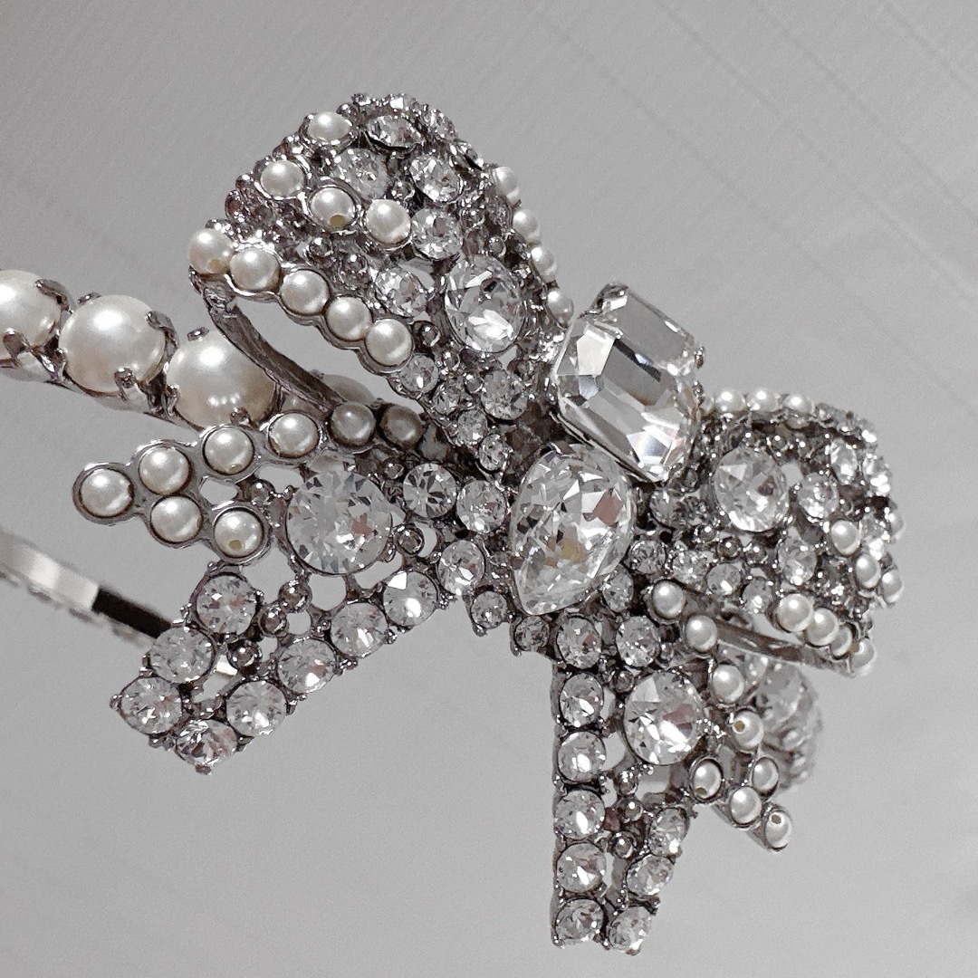 MIU MIU - miumiu ミュウミュウ クリスタル ビジュー パール リボン