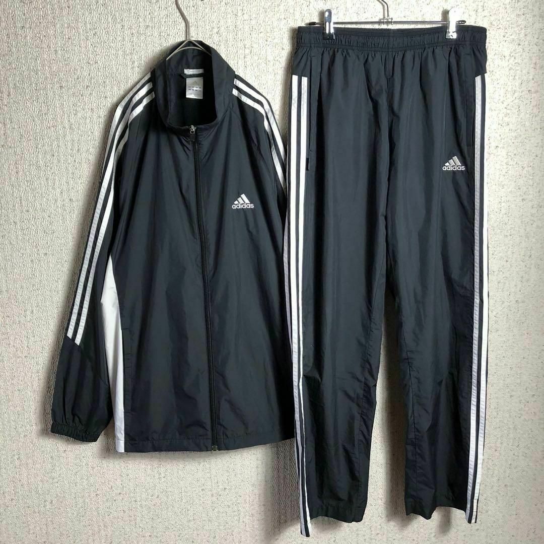 adidas - adidasナイロンジャケット上下セットアップ 薄生地 ブラック
