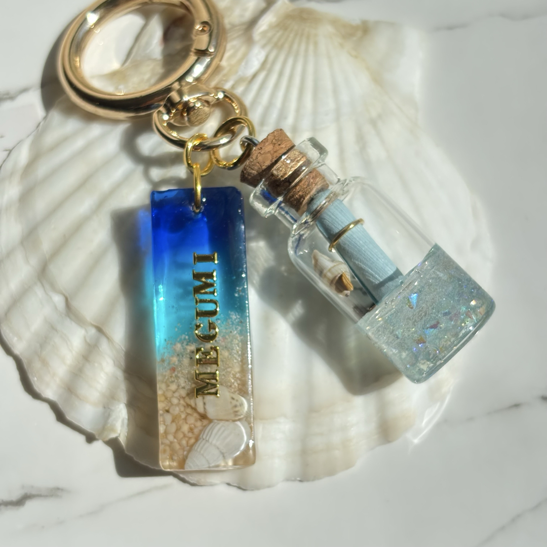 身近に海を感じる名入れキーホルダー♡名入れ ハンドメイド レジン お