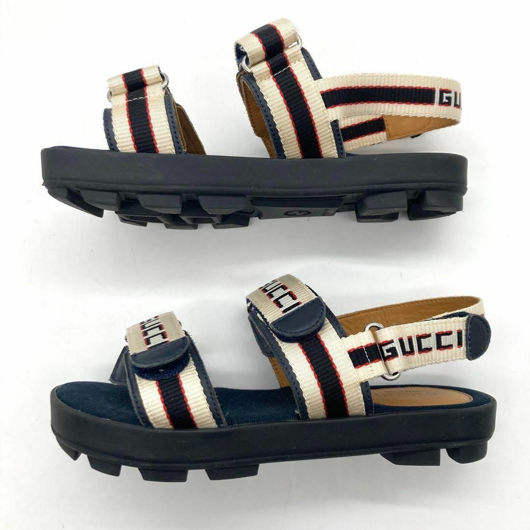 GUCCI - 【美品】GUCCI サンダル ストラップサンダル ストライプロゴ