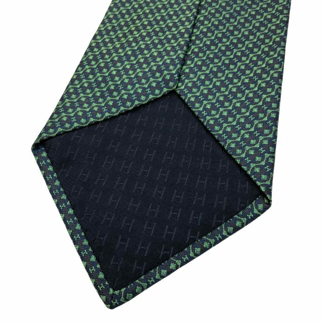 HERMES - エルメス ネクタイ シルク100％ 総柄 緑系 HERMES【AFI15】の