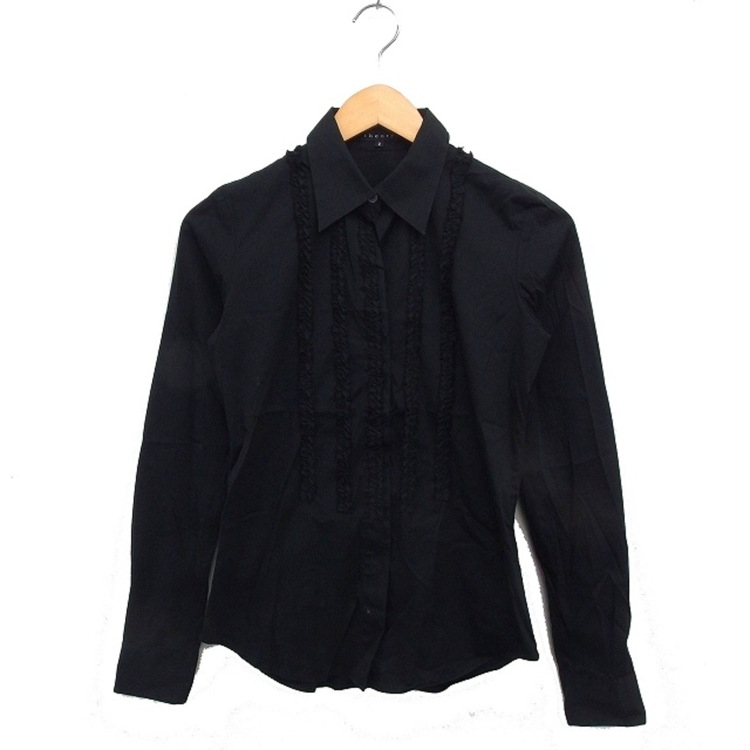 Theory - セオリー Theory フリル シャツ ブラウス 長袖 無地 コットン