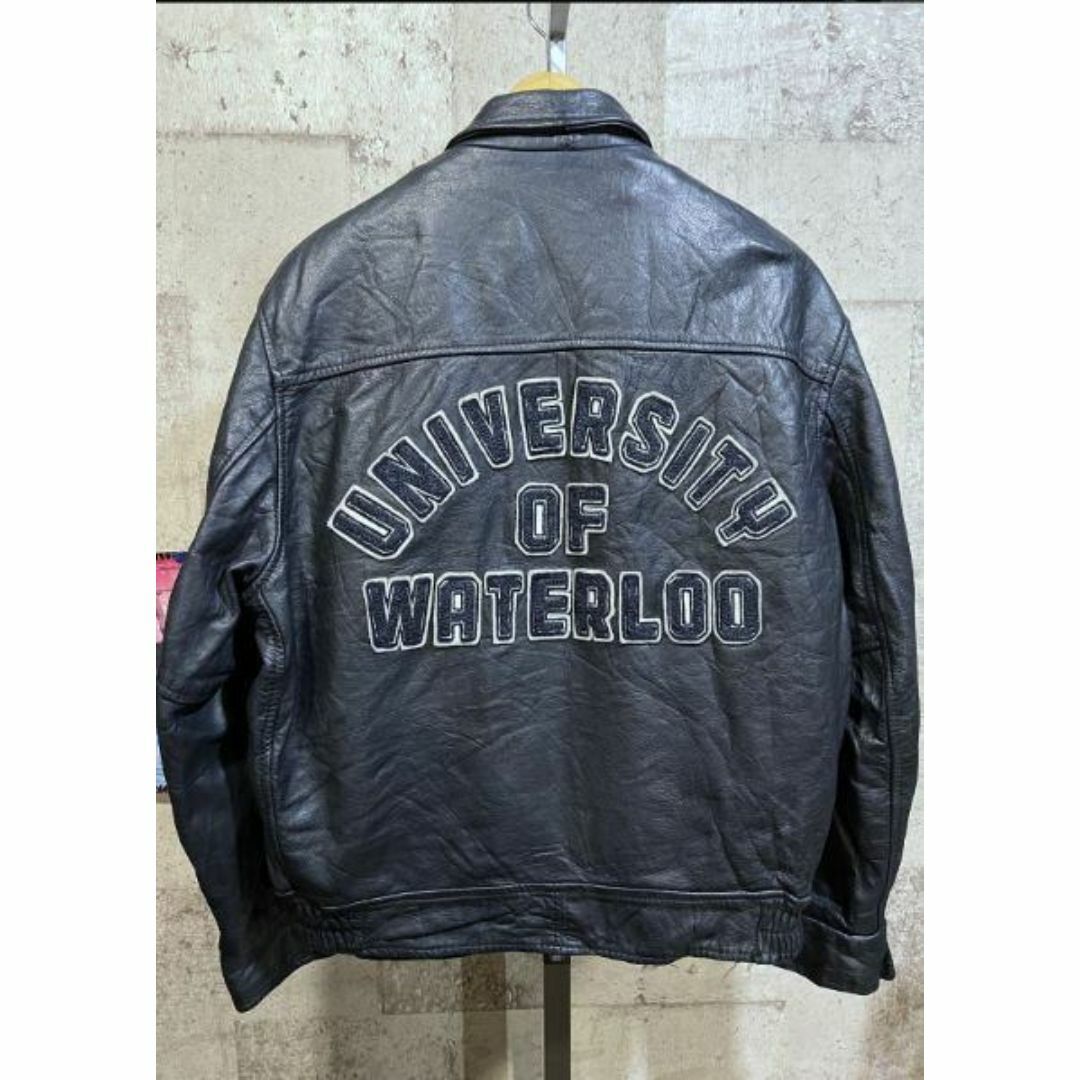 VINTAGE - カナダ 90'S カレッジ オールレザー スタジャン 42 大学