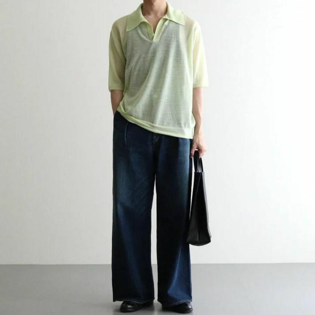 AURALEE - 【定価4.4万】AURALEE SILK KNIT ニットポロ シャツ ライム