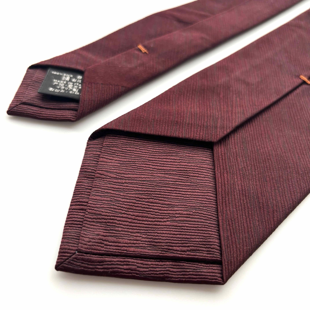 美品꧂ ゼニア ネクタイ 無地 ソリッドタイ ビジネス バーガンディ