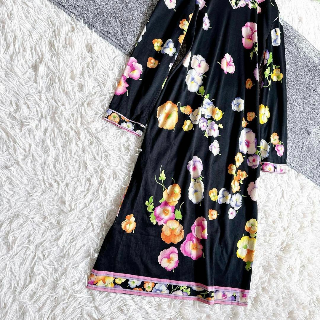 LEONARD - レオナール 長袖 ロングワンピース コットン 花柄 フラワー