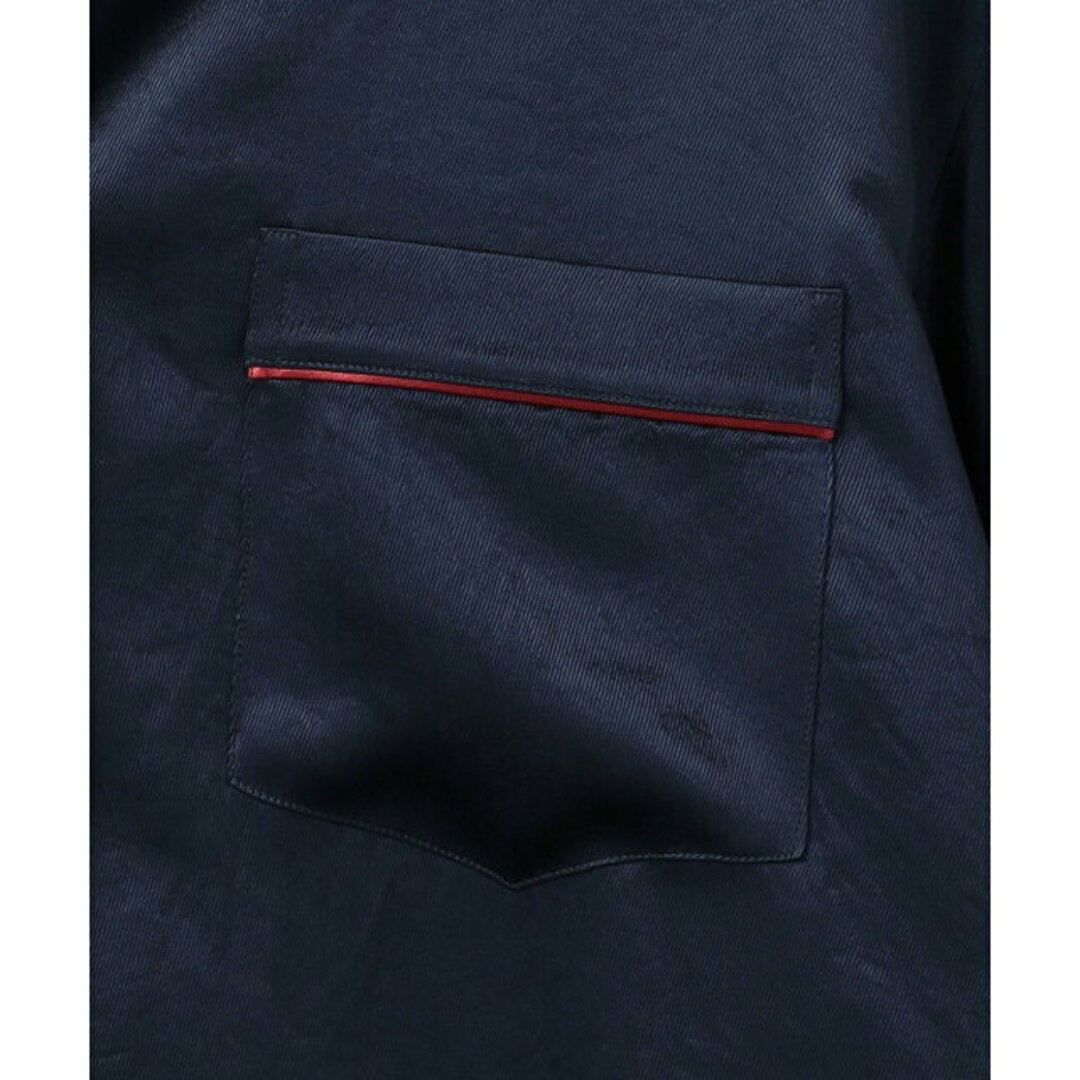 6(ROKU) パイピング オープンカラーシャツ　ネイビー　サテンシャツ　36 6(ROKU)＞パイピング オープンカラーシャツ