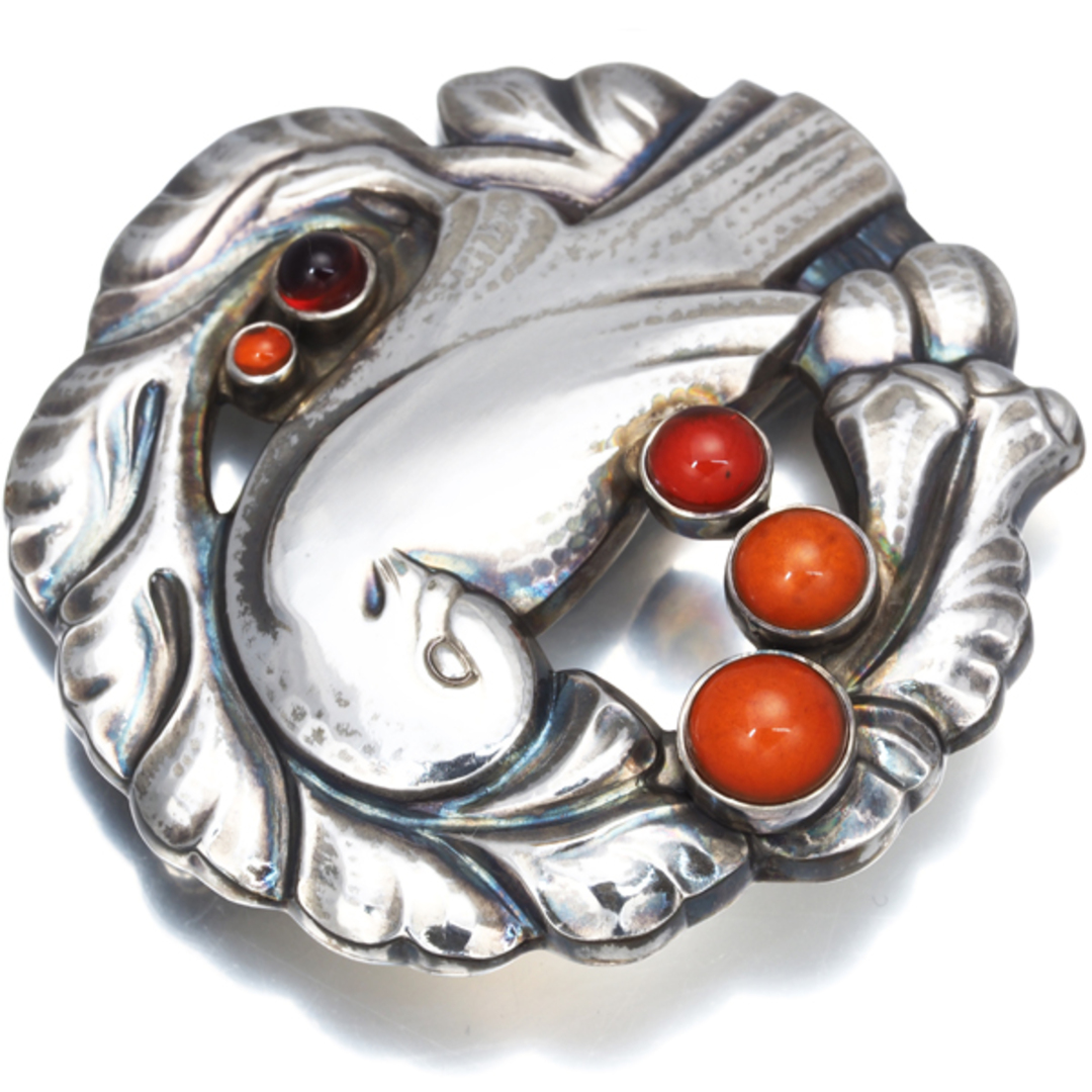 Georg Jensen - ジョージジェンセン ブローチ カーネリアン 123 トリ