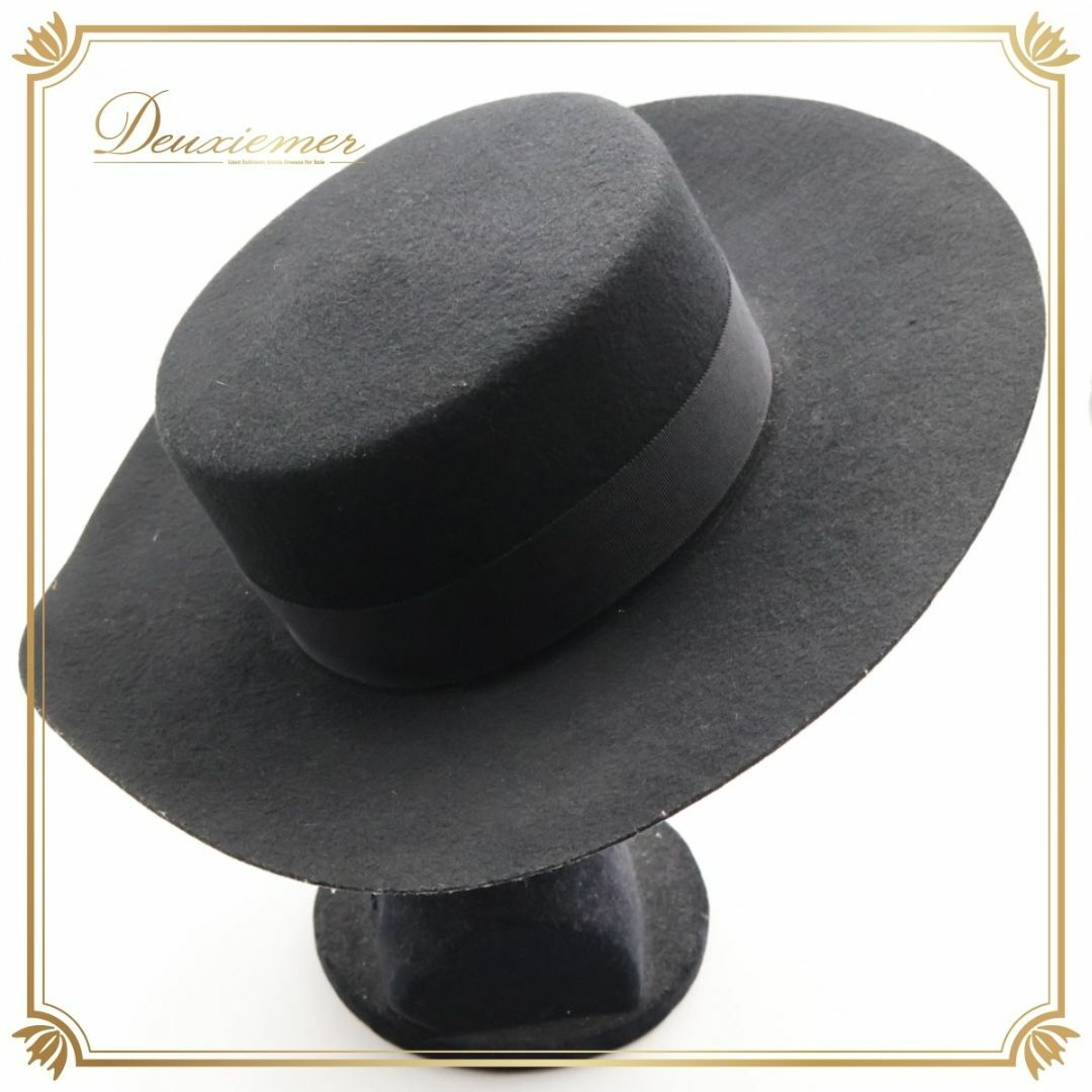 日本製 フラメンコ衣装】ブラック コルドベス ハット 帽子 真っ黒 無地