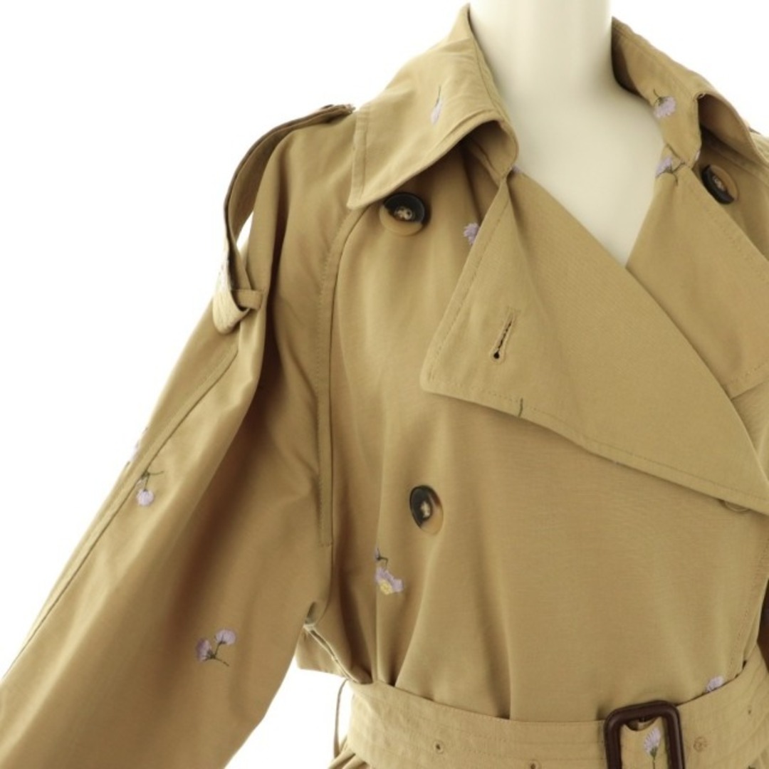 ZARA - ザラ ZARA フラワー刺繍 トレンチコート ロング XS ベージュ