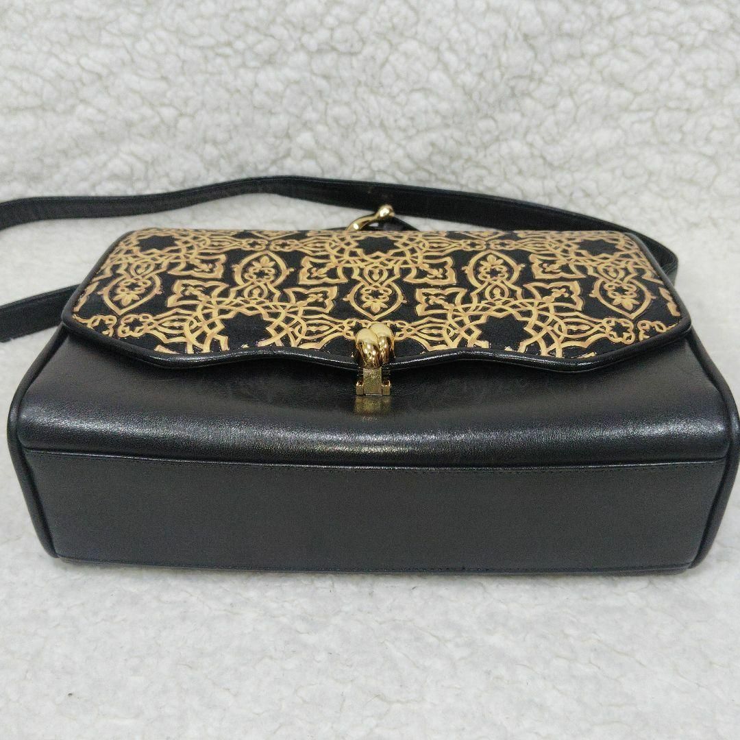 印傳屋 - 印傳屋 ショルダーバッグ キナート アラベスク 黒 レザーの