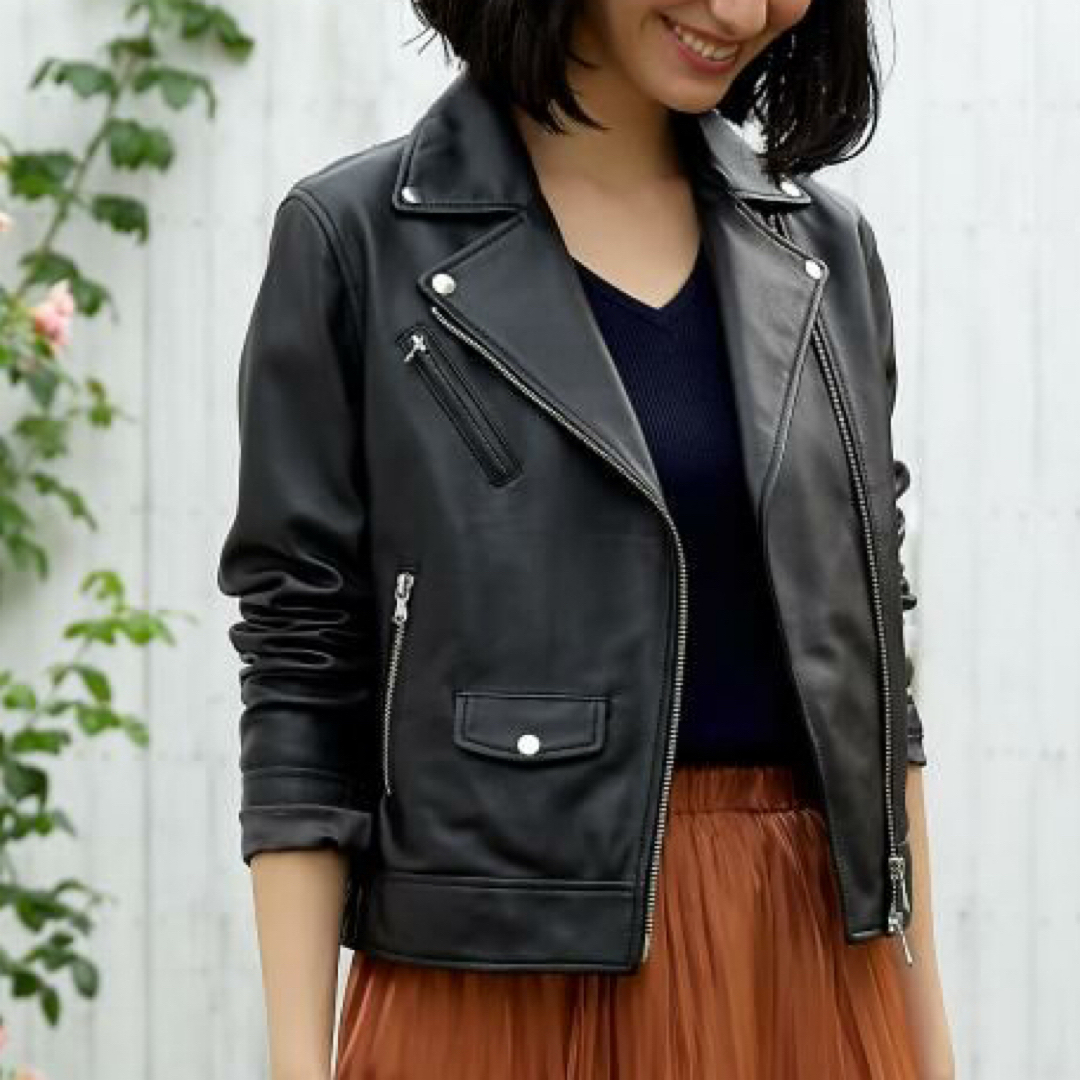 UNITED ARROWS green label relaxing - 羊革 ライダースジャケットの