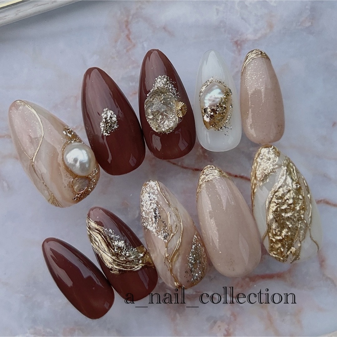 ネイルチップ ボルドー ブラウン 成人式 卒業式 和装 ニュアンス