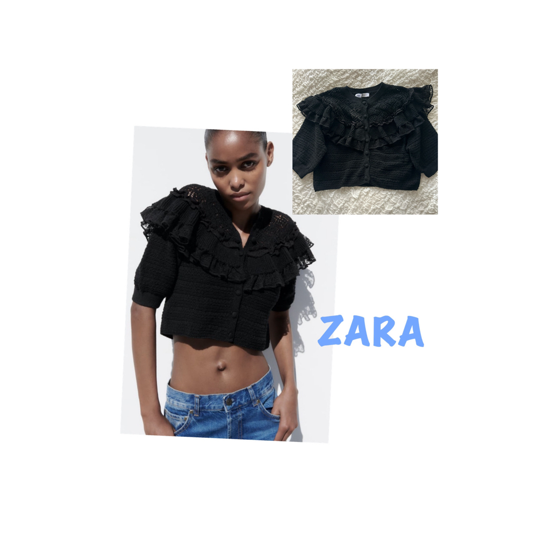 ZARA - ZARA☆レース ニット トップス 黒 未使用 ザラの通販 by choco