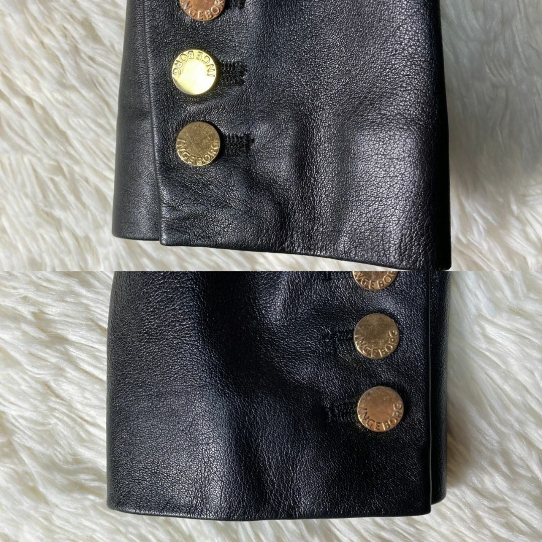 INGEBORG - 美品 インゲボルグ 羊革 ノーカラー レザージャケット 金