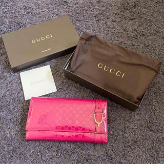 GUCCI - GUCCI エナメル マイクログッチシマ 長財布 ピンクの通販 by