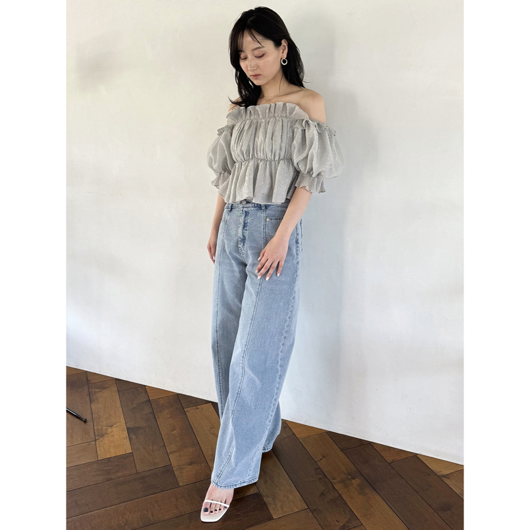 SNIDEL - スナイデル snidel ジャガードボリュームギャザーオフショル