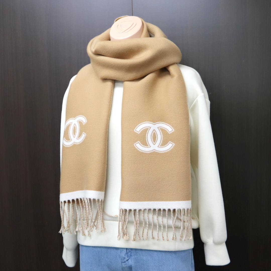 CHANEL - 【CHANEL】シャネル マフラー ココマーク ベージュ×ブラウン