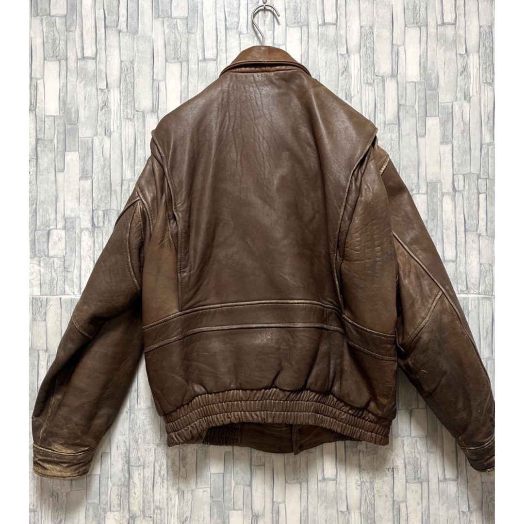 A-2 A2 type フライトジャケット ラムレザー 本革 中綿 ブラウンの通販