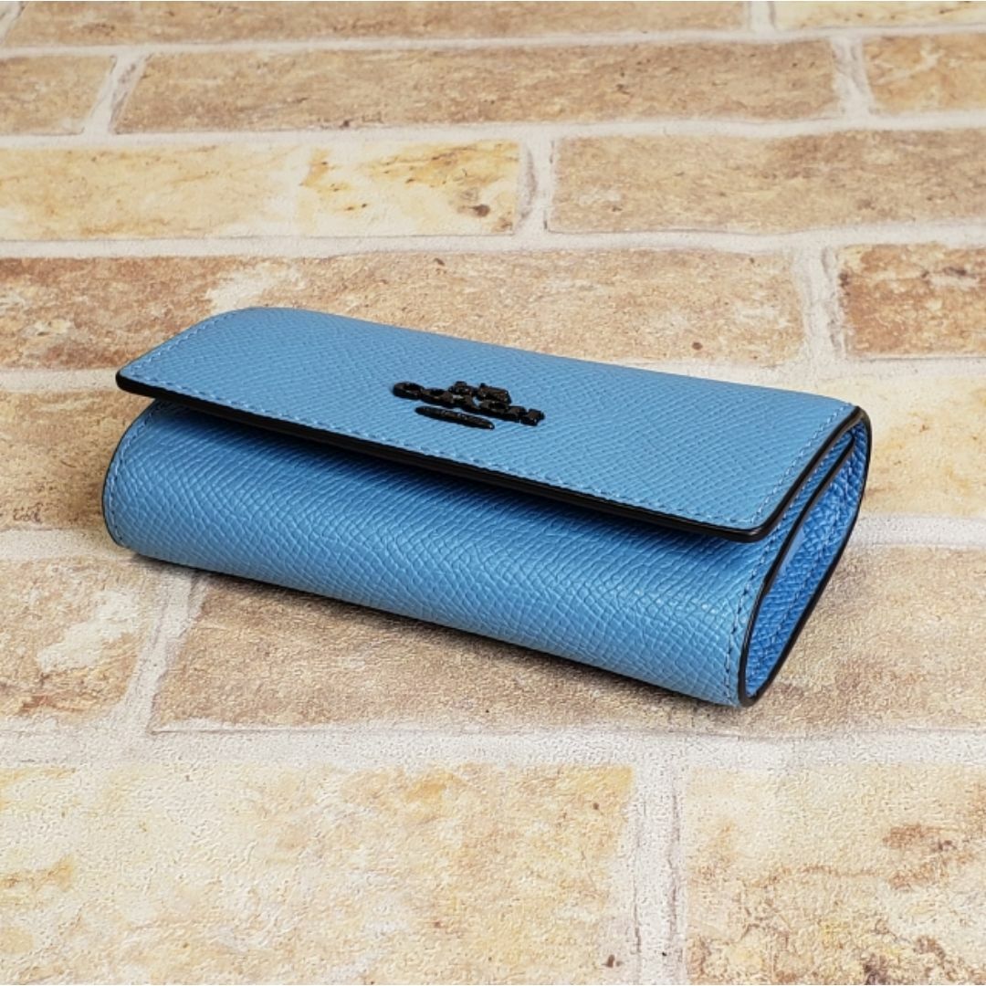 COACH - 美品 コーチ ☆ レザー キーケース 6リング 三つ折り ブルー