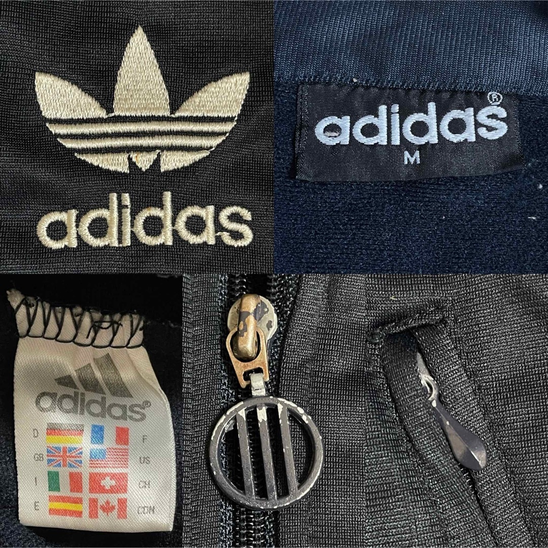 adidas - 90s】アディダス刺繍トラックジャケット古着ジャージトップ紺