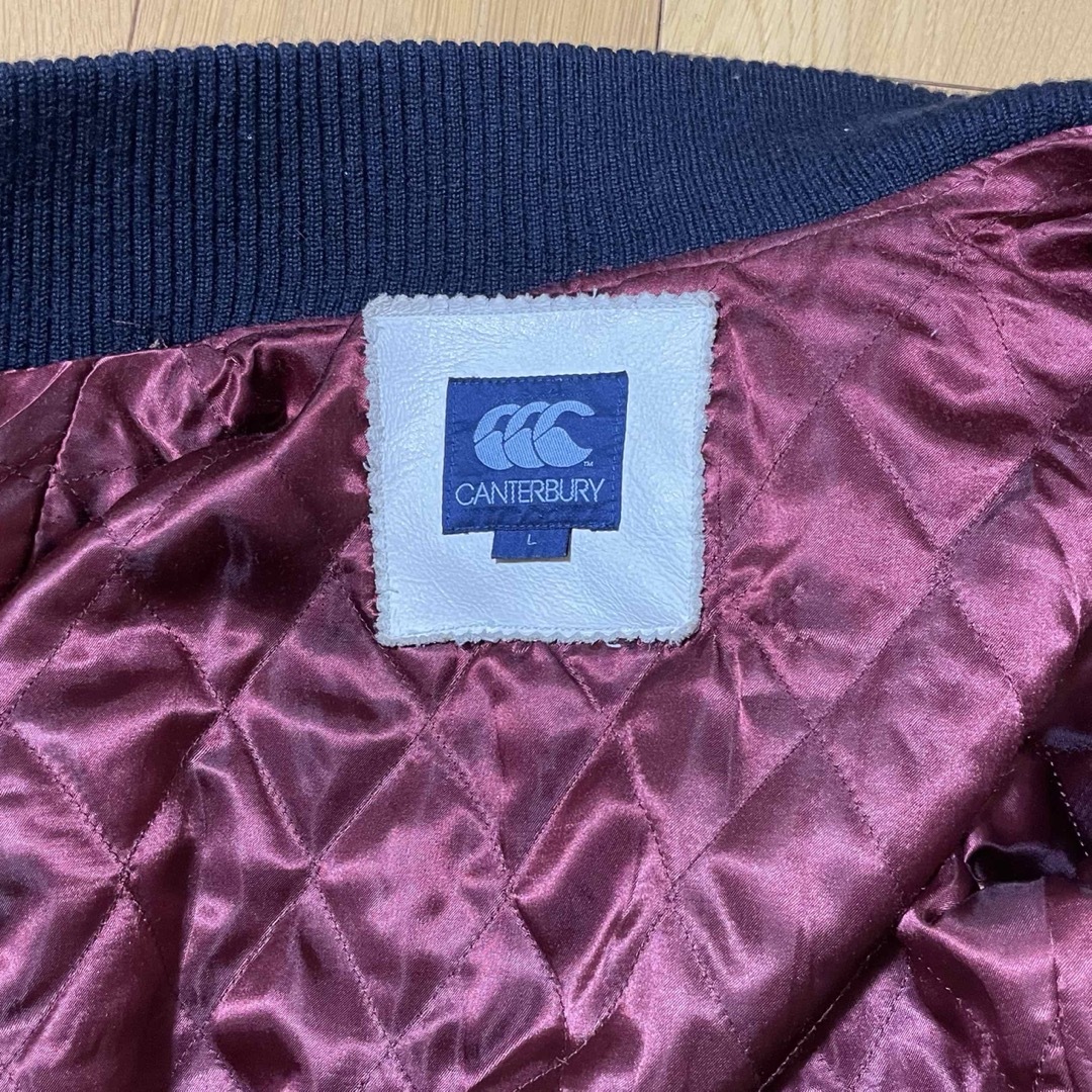 カンタベリー 袖革 スタジャン エンジx白の通販 by ひで's shop｜ラクマ