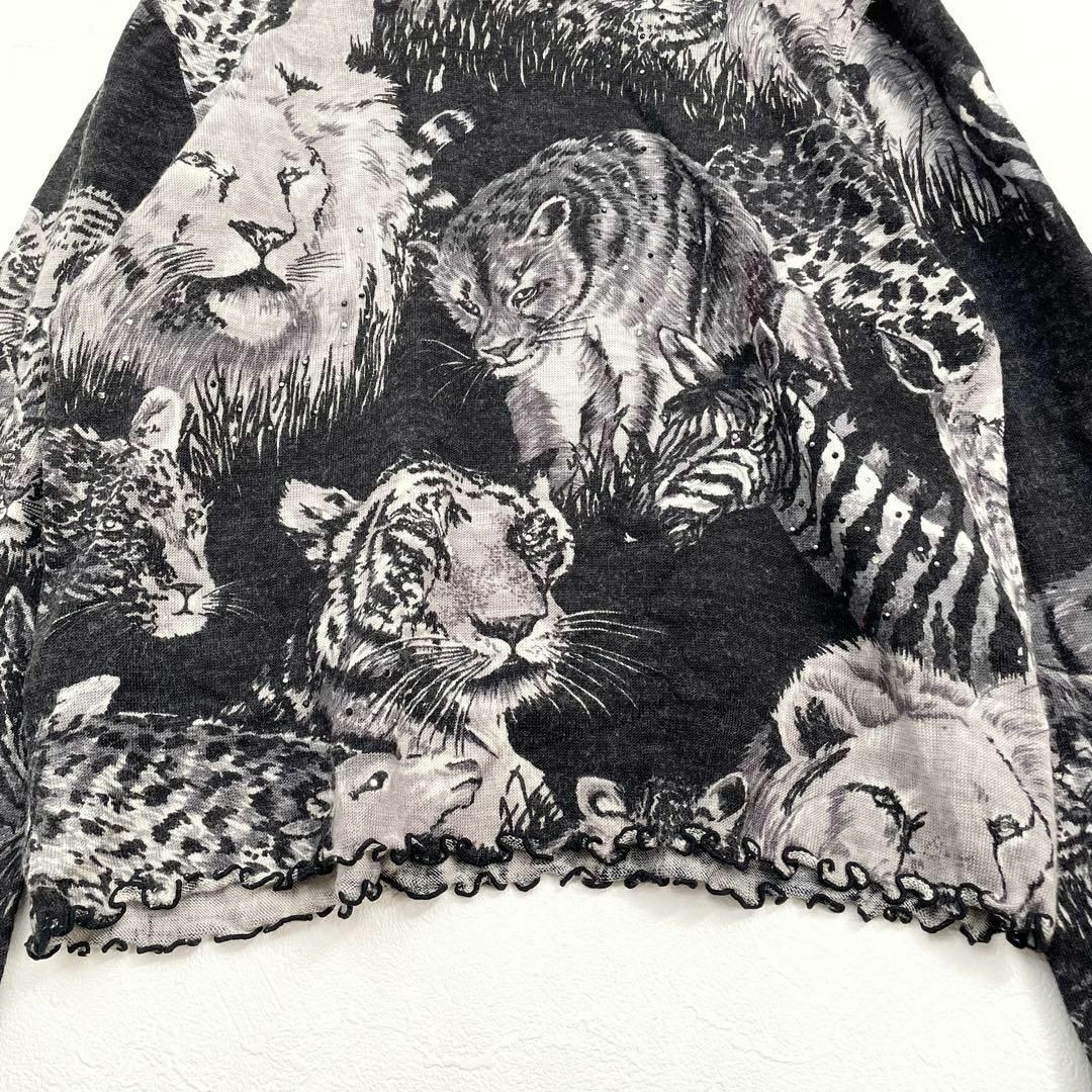 伊太利屋 - 伊太利屋 ニットセーター 総柄 アニマル柄 ライオン トラ