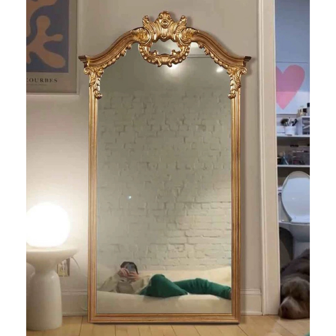 高級感 全身ミラー 豪華鏡 全身鏡 姿見鏡アンティーク調 壁掛け