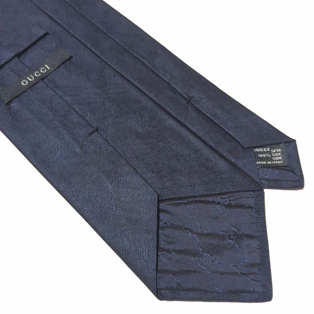 GUCCI - 美品 グッチ ネクタイ デカロゴ GGチェーン 無地調 ハイ