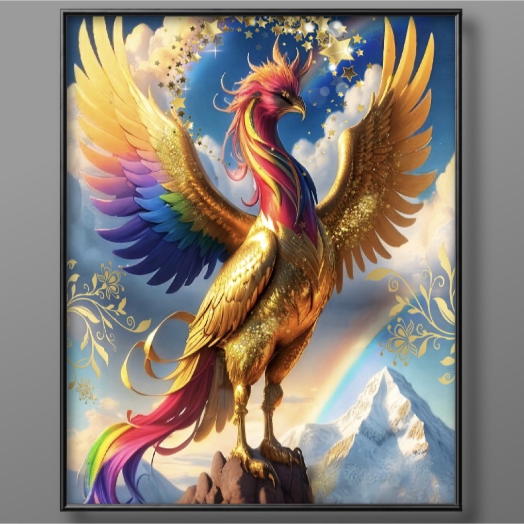 運気アップの鳳凰 開運•風水ヒーリング 開運絵画グラフィックアートの