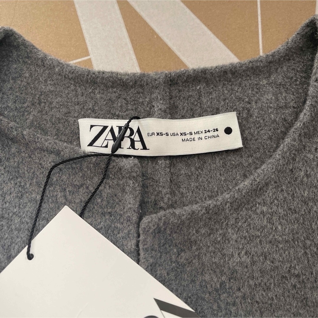 ZARA - ZARA ウールブレンド コート ロングコート XS グレー 新品タグ