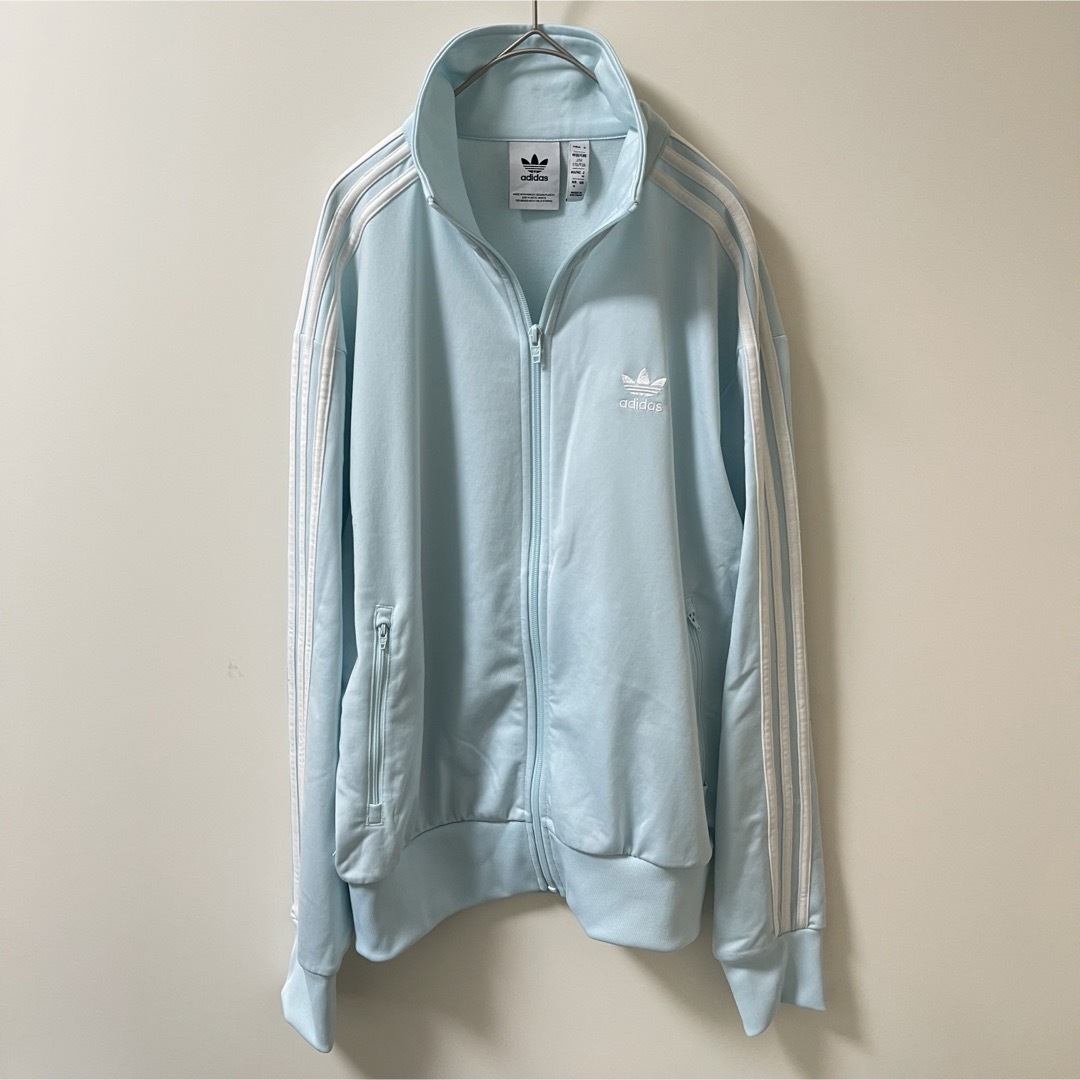 adidas - M】アディダス刺繍トラックジャケット古着ジャージトップ水色