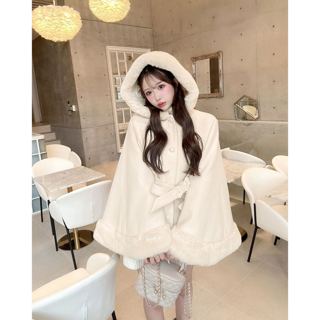 Cheri mi - 新品タグ付 アイボリー シェリミー フードファーリボン