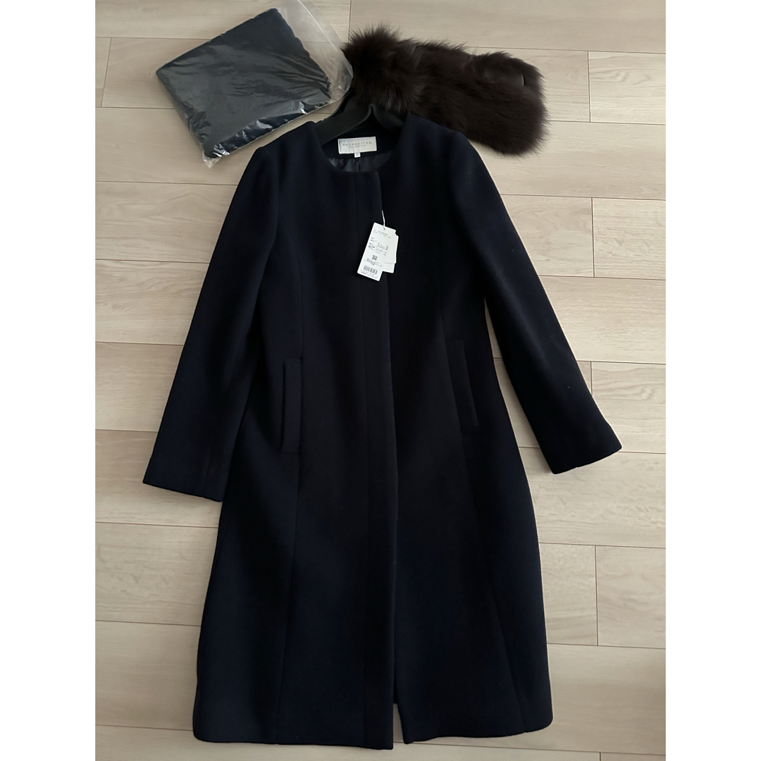 PROPORTION BODY DRESSING - 4way ファーストール付きノーカラーコート