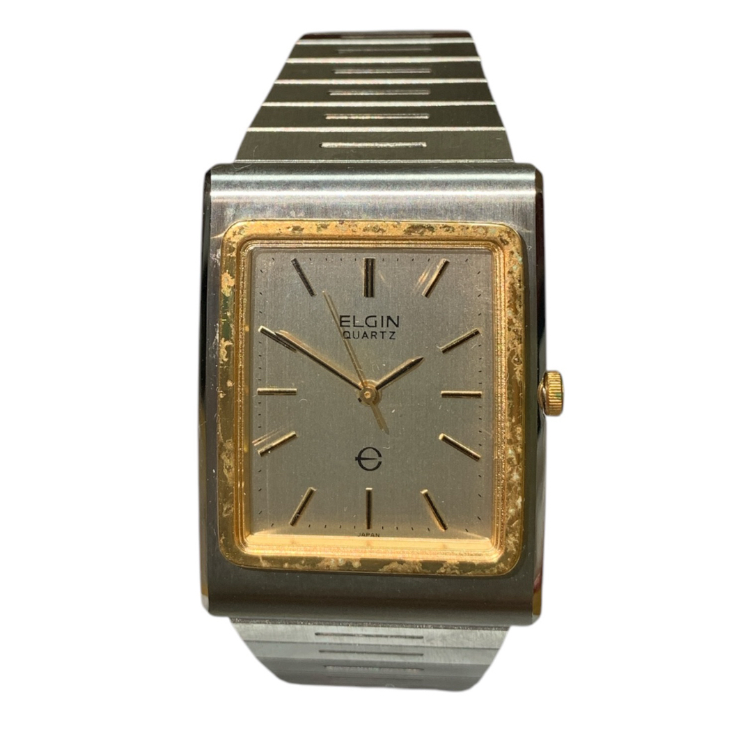 ELGIN - 【稼働品】 ELGIN エルジン メンズ 腕時計 クォーツ スクエア